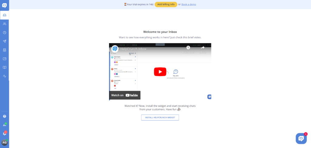 Welcome to HelpCrunch inbox