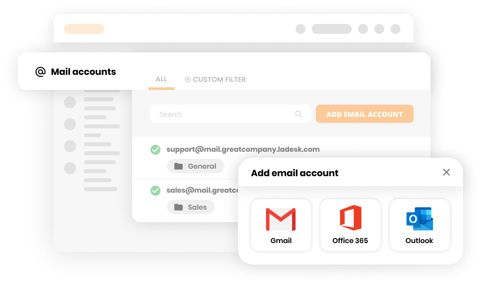 Mail accounts connection
